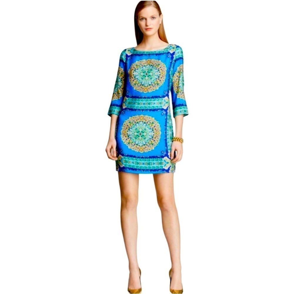 Laundry by Shelli Segal Blue Medallion Shift Dress Size 12